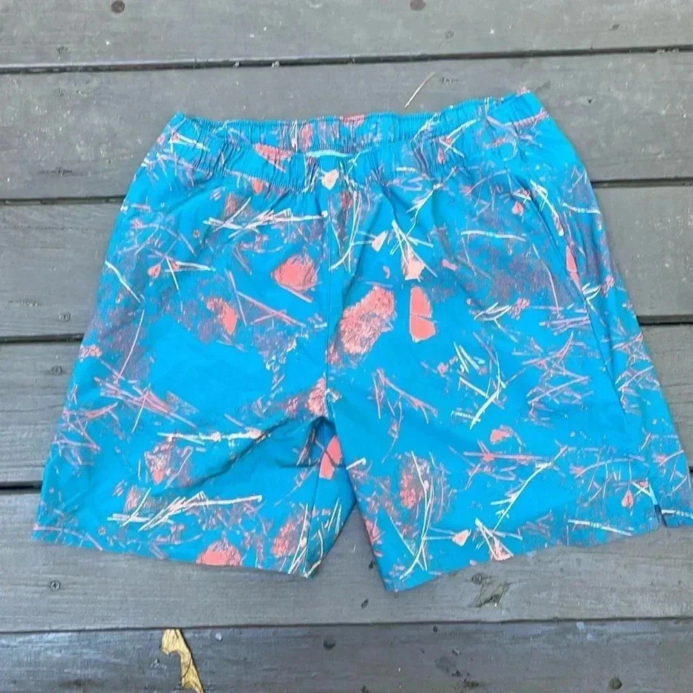 North Face mens teal and orange design shorts size large